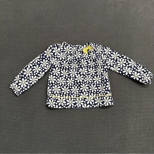 Gymboree Daisy Floral Long Sleeve Top 3T Navy White Yellow Bow 100% Cotton